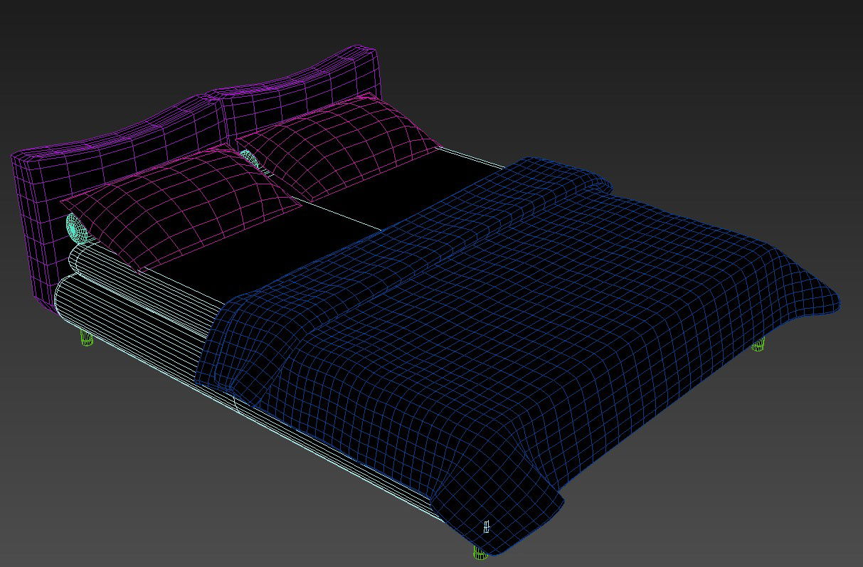 Double Bed Furniture Block Design 3ds Max File Free Download 