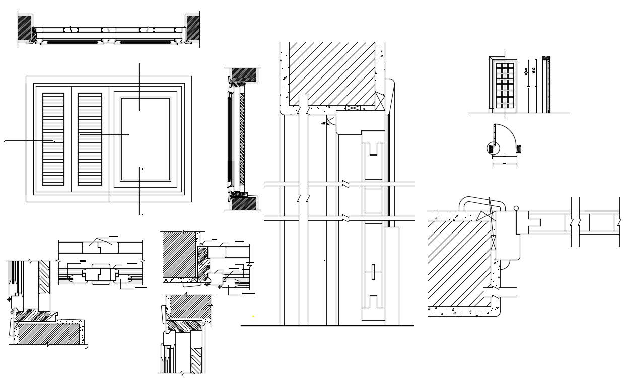 Double Glazed Window DWG File with Complete Section and Plan