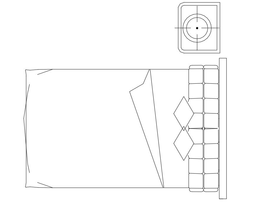 Double bed CAD Block With Top View DWG File 