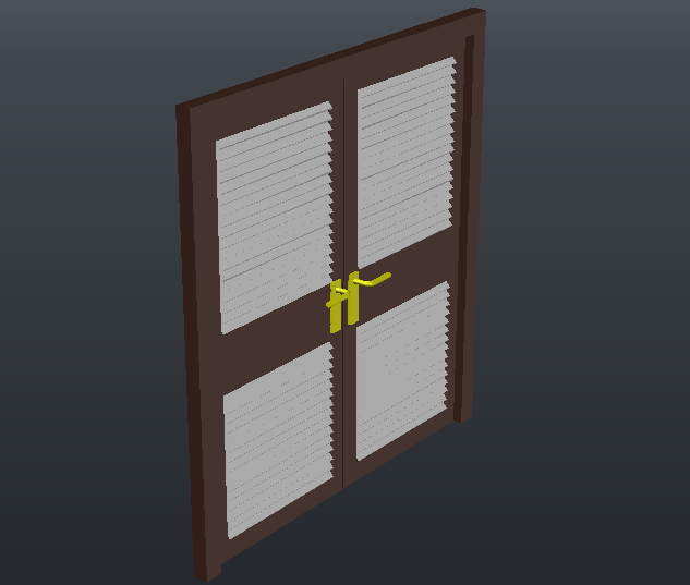 Double door design 3d view with door handle and air way dwg file