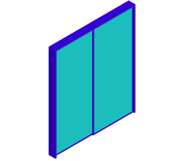 Double door design view with frame of door in 3d dwg file