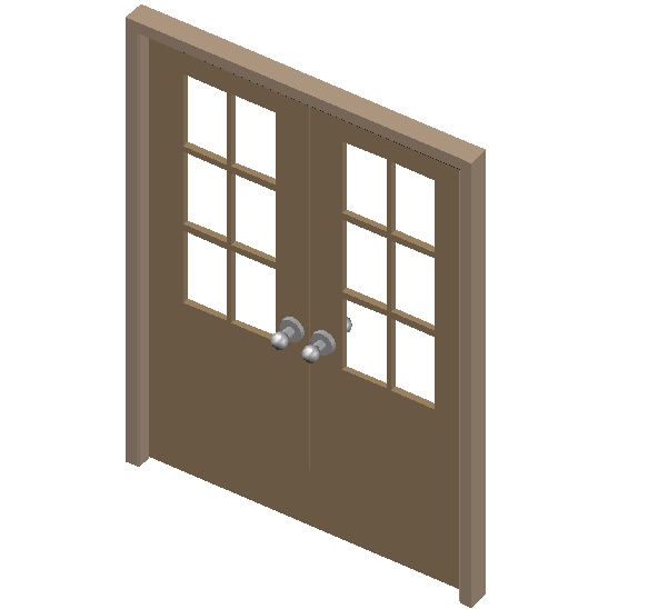 Double door design with glass view in 3d