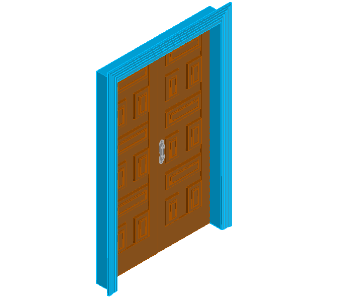 Double door design with wooden frame