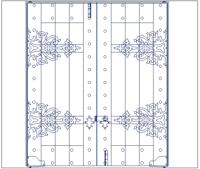 Double Door Design with Flower and Circle Patterns – AutoCAD DWG