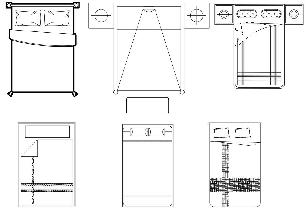 Double Bed Furniture CAD Blocks DWG File for Designers