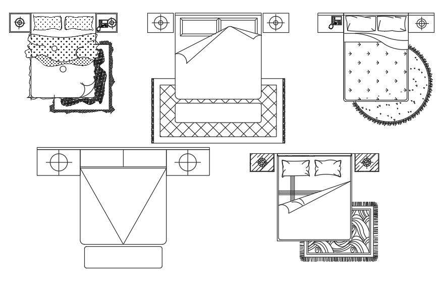 Double Bed with Carpet Layout AutoCAD DWG Blocks File