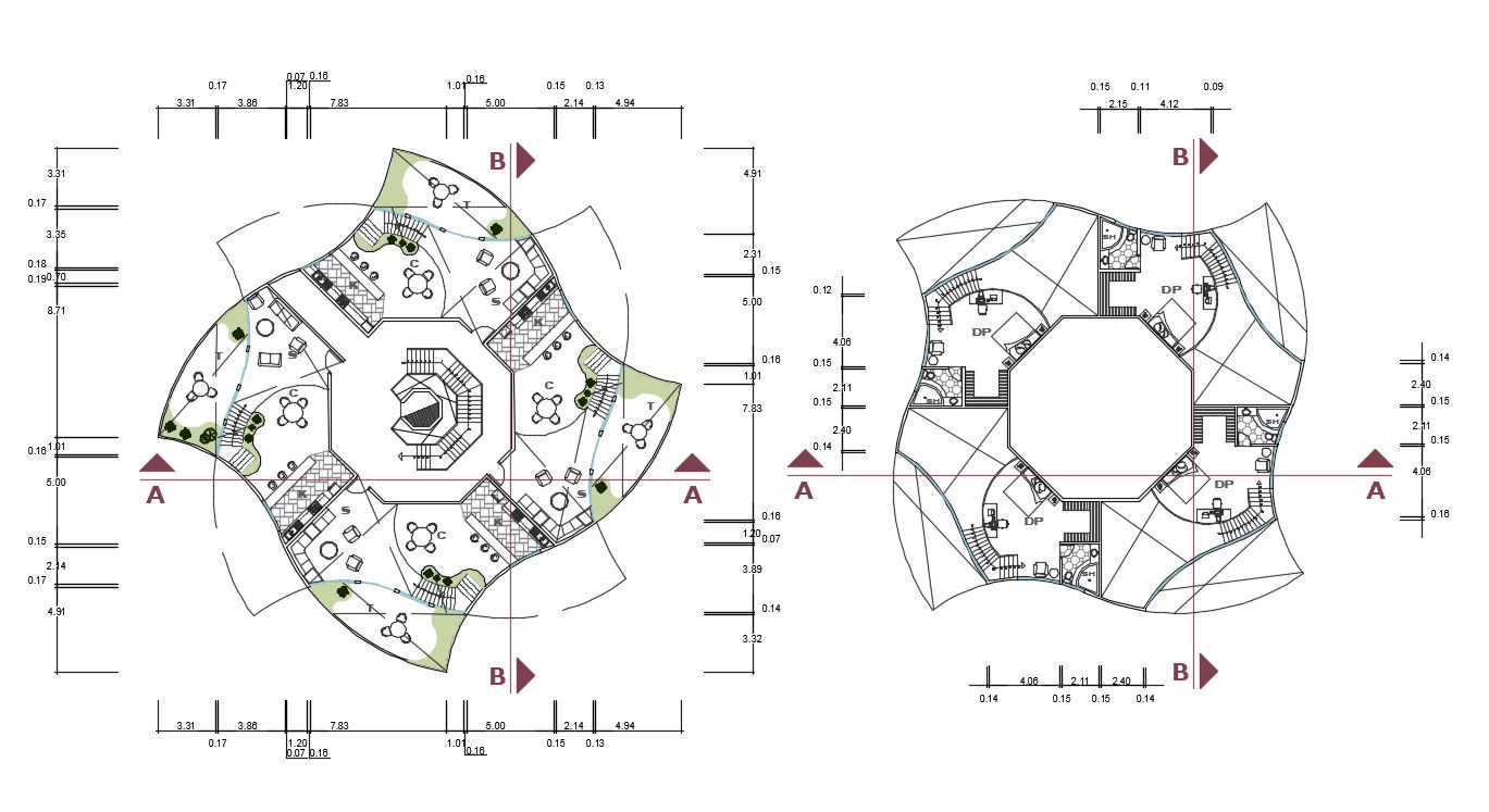 Double Height Apartment House Plan Drawing Download DWG File