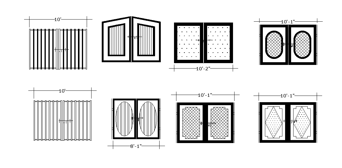 Double Main Gate Elevation Drawing Free Download DWG File