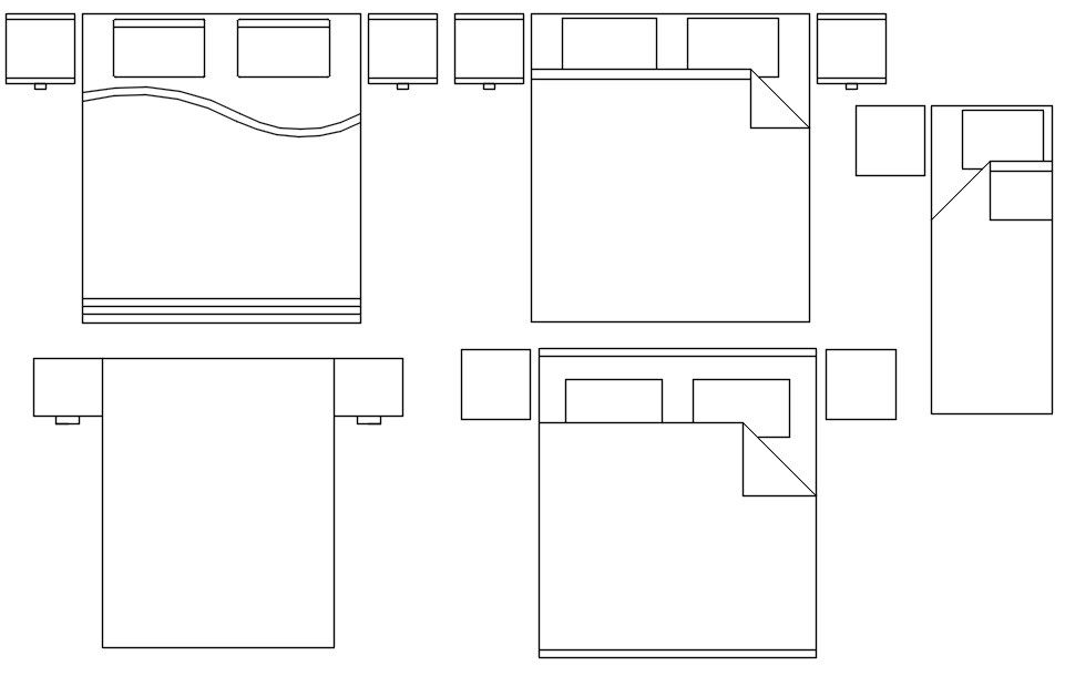Double Bed 2D CAD Block DWG File for AutoCAD Bedroom Plan