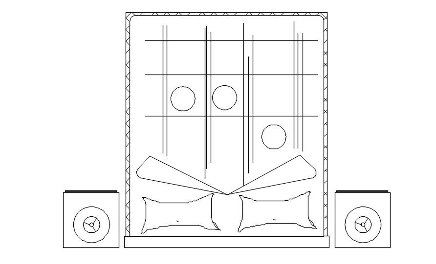 Double Bed with Side Table AutoCAD 2D Drawing CAD Block