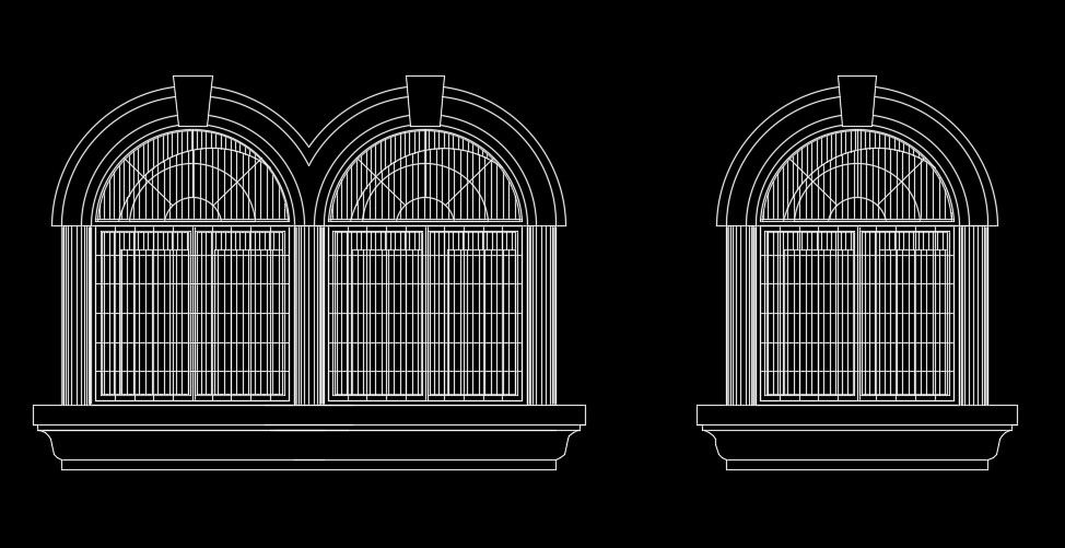 Double opening window drawing