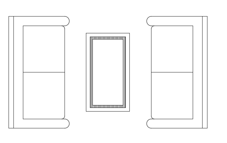 Top View CAD Plan of Double Seater Sofa for Interiors