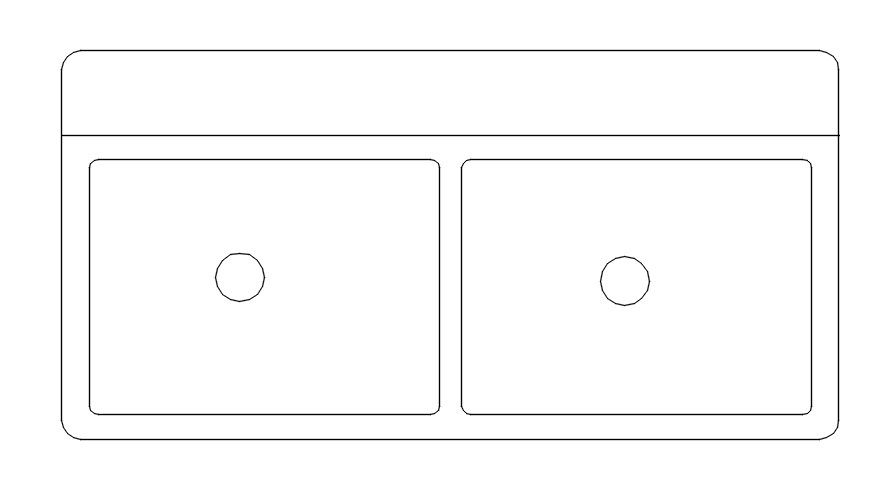 Double sink detail cad blocks in AutoCAD, dwg file.