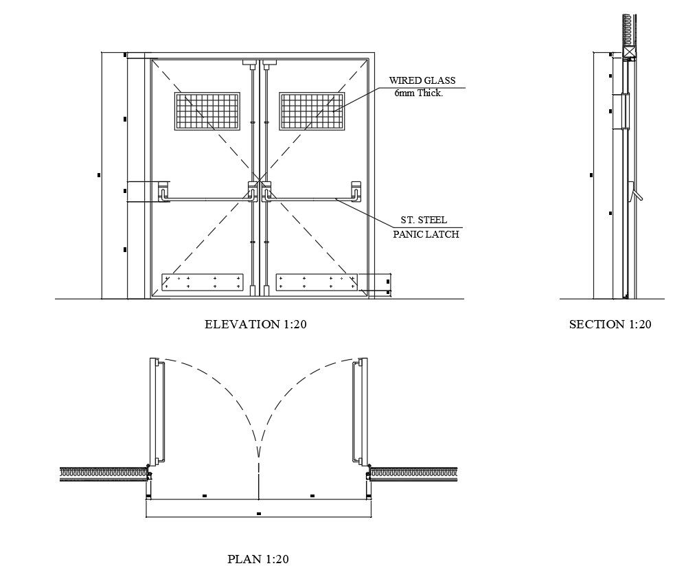 Double steel door details cad blocks in AutoCAD, dwg file.