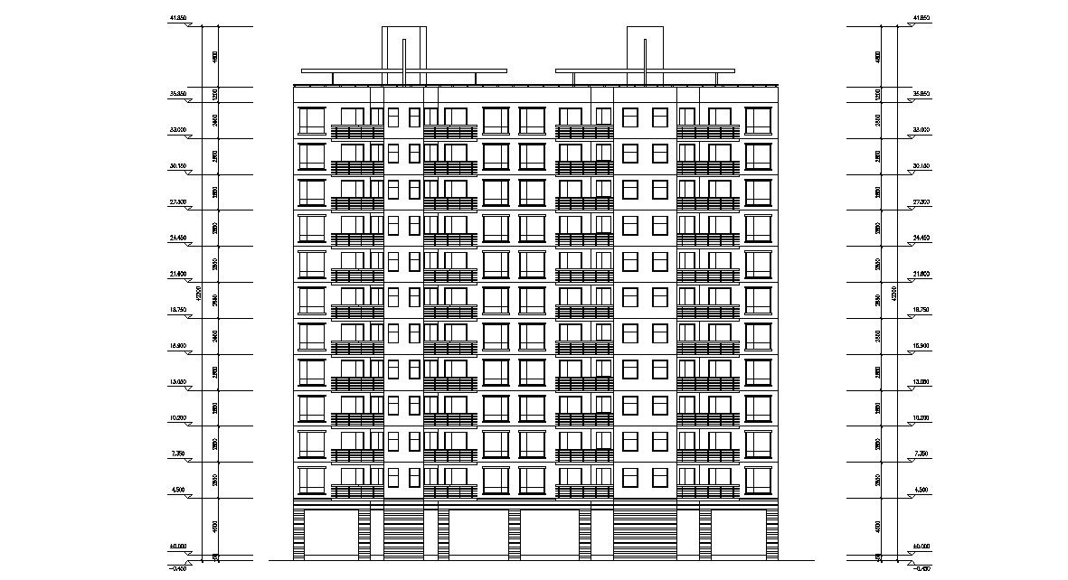Download Apartment Building Elevation AutoCAD File Free