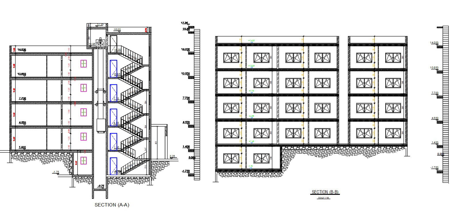 Download Apartment Building Section Drawing DWG File