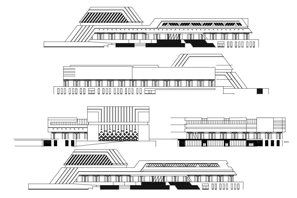 Download Design Of Modern Building Elevation AutoCAD File