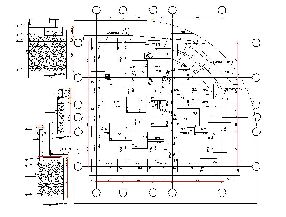 Download Foundation Plan Footing Design AutoCAD Drawing