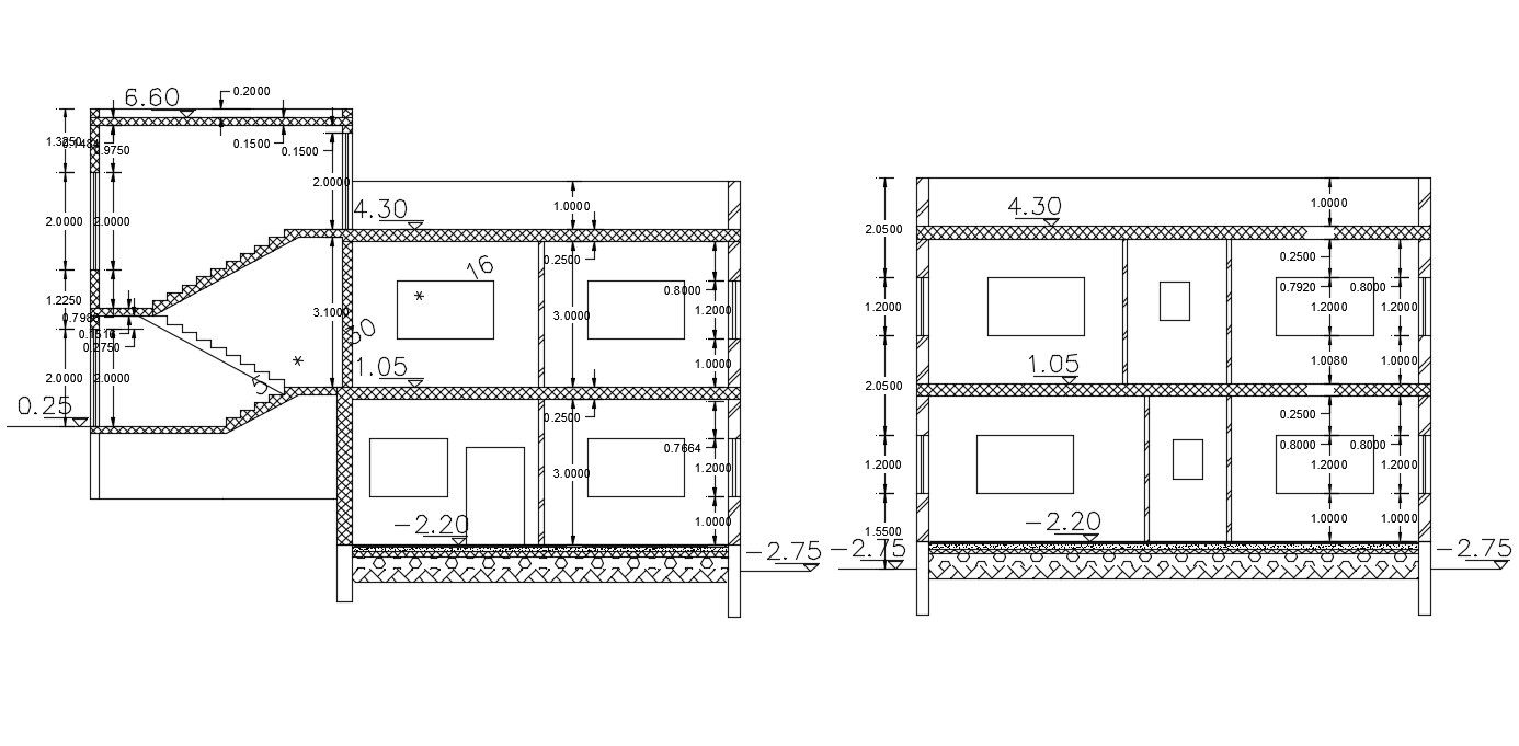 Download Free 2 Storey House Buillding Section Drawing DWG File