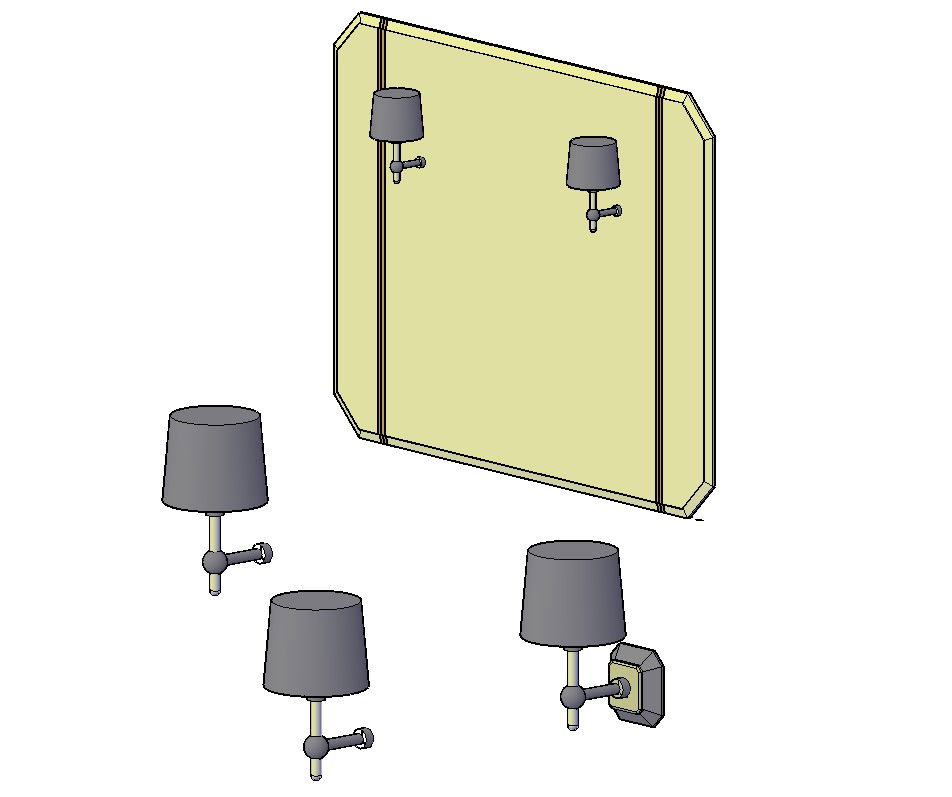 Download Free 3D Model Of Wall Mounted Lamp Design CAD Blocks