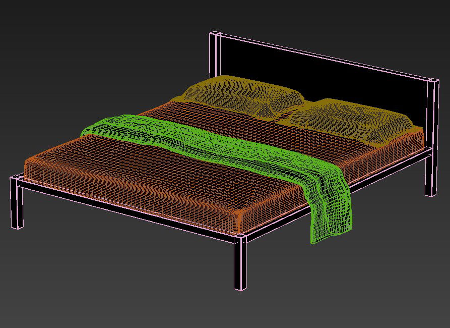 Download Free 3D Model of Double Bed Isometric Elevation Design