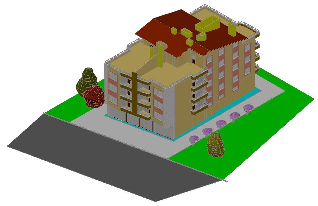 3D Villa Design in AutoCAD File with Elevation and Layout Plan