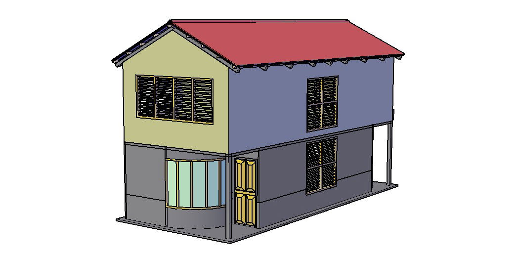 Download Free Bungalow Elevation 3d In AutoCAD File