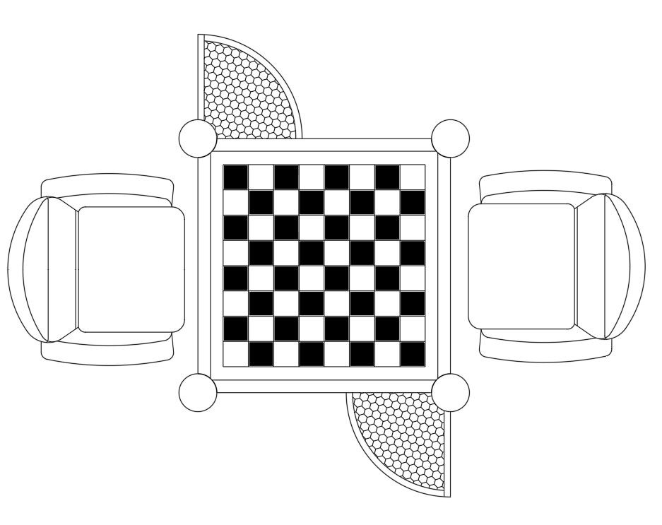 Chess Table Design Layout with Panels and Dimensions CAD DWG File