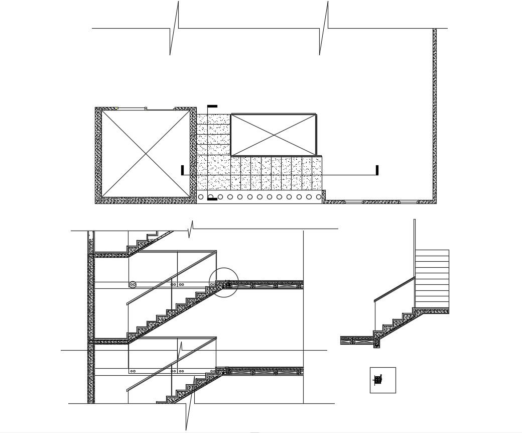 Download Free RCC Staircase Plan And Section CAD Drawing