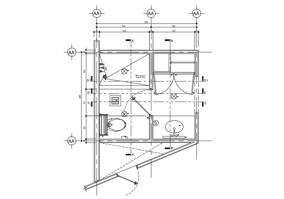 Download Free Small Hotel Bathroom Design In AutoCAD File