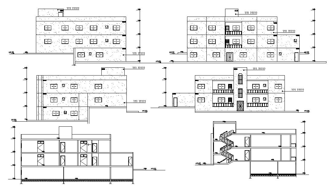 Download House Building Sectional Elevation Design DWG File