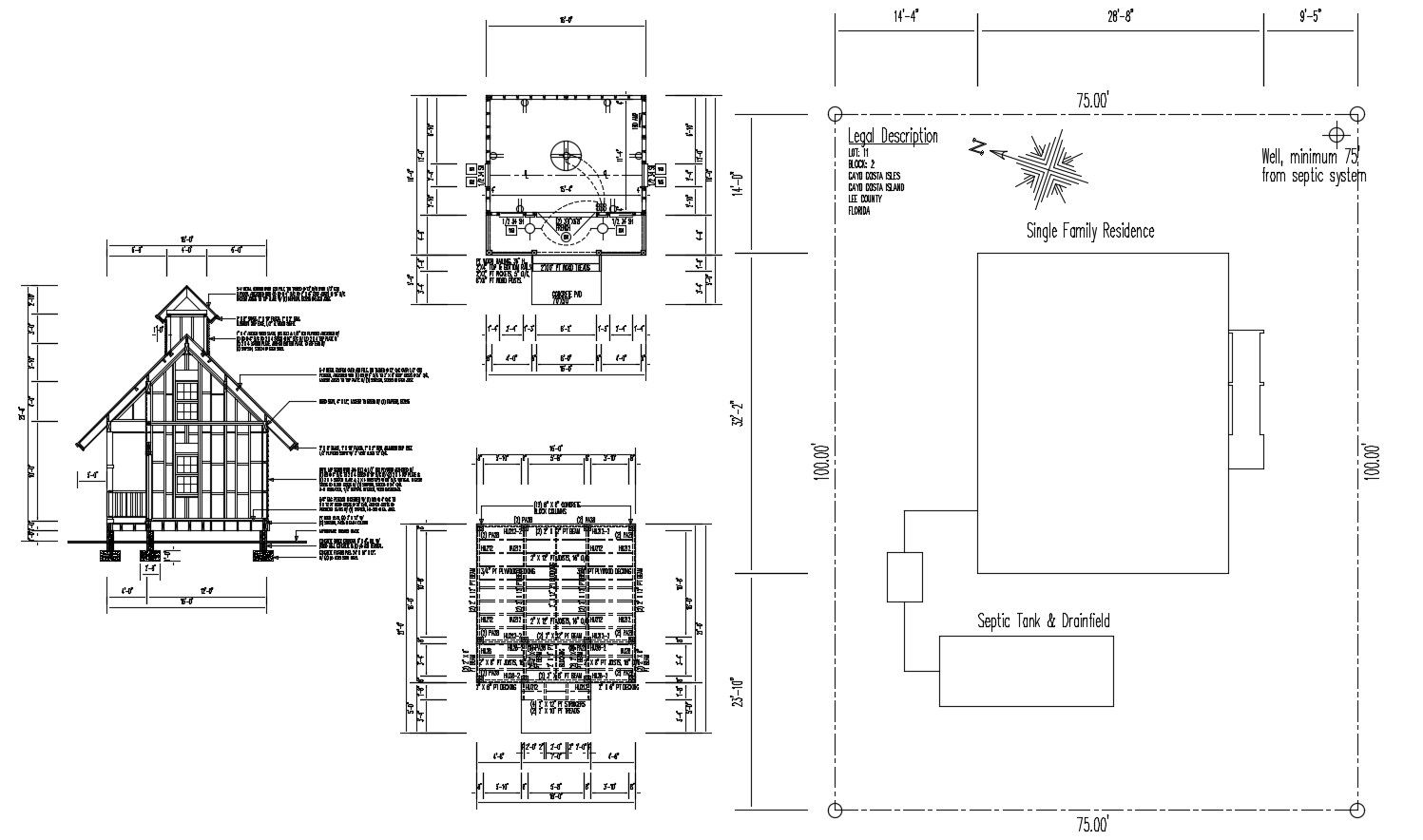 Download House Front Elevation With Floor Plans AutoCAD File