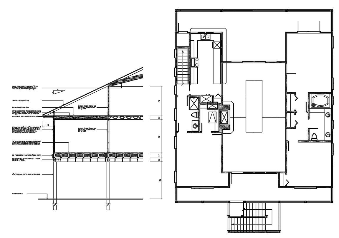 Download House Plan With Section CAD Drawing