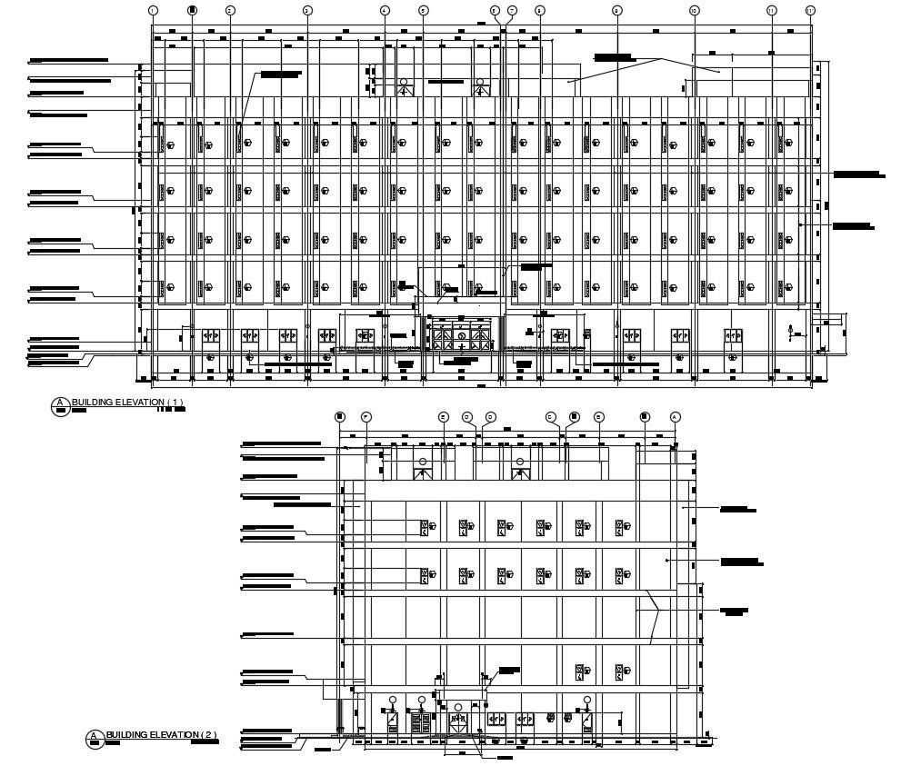 Download Modern Commercial Building Elevation Designs AutoCAD File