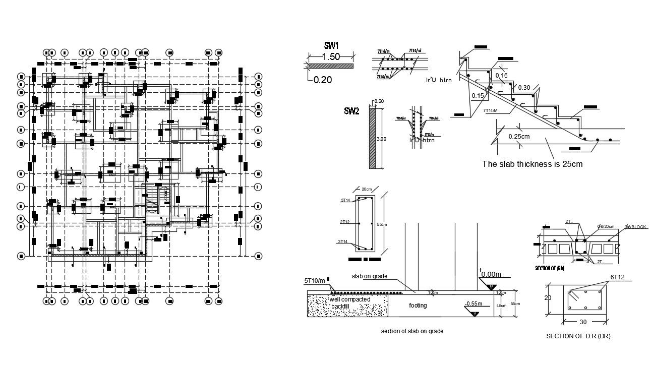 Download RCC Footing CAD Drawing
