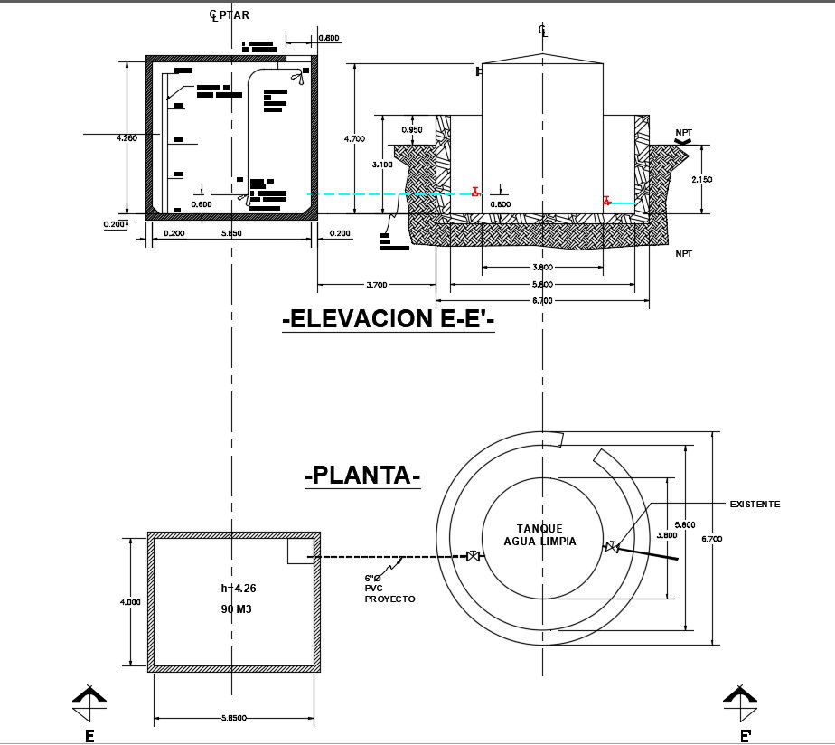 Download RCC Water Tank CAD Drawing