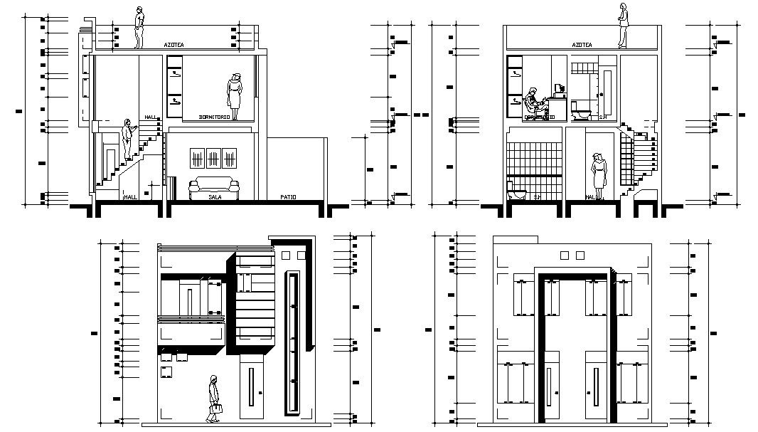 Download Residential Bungalow Elevation and Section CAD file