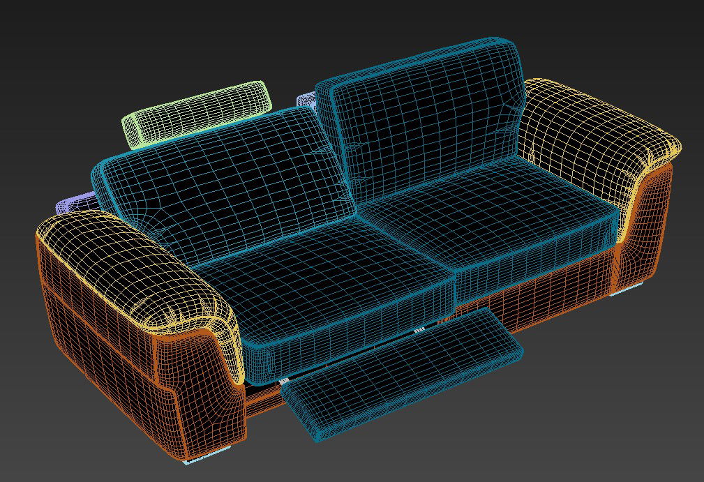 Download Stylish Modern Sofa With Footrest Rendered in 3D MAX File