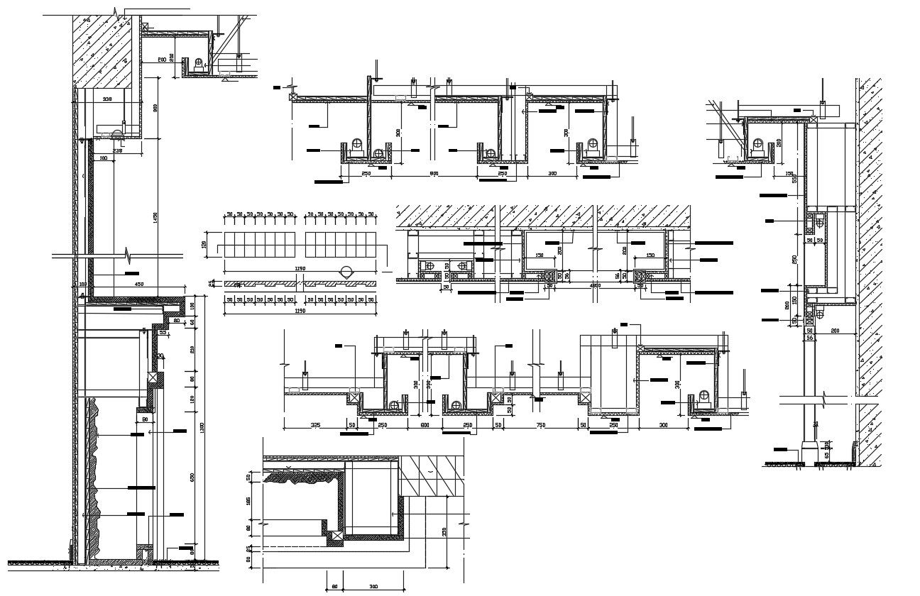 Download The Commercial Facade Glass Section With Dimension AutoCAD File