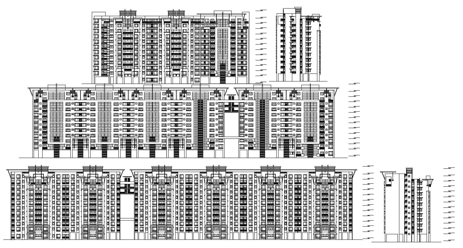 Download The High Rise Modern Apartment Elevations AutoCAD File