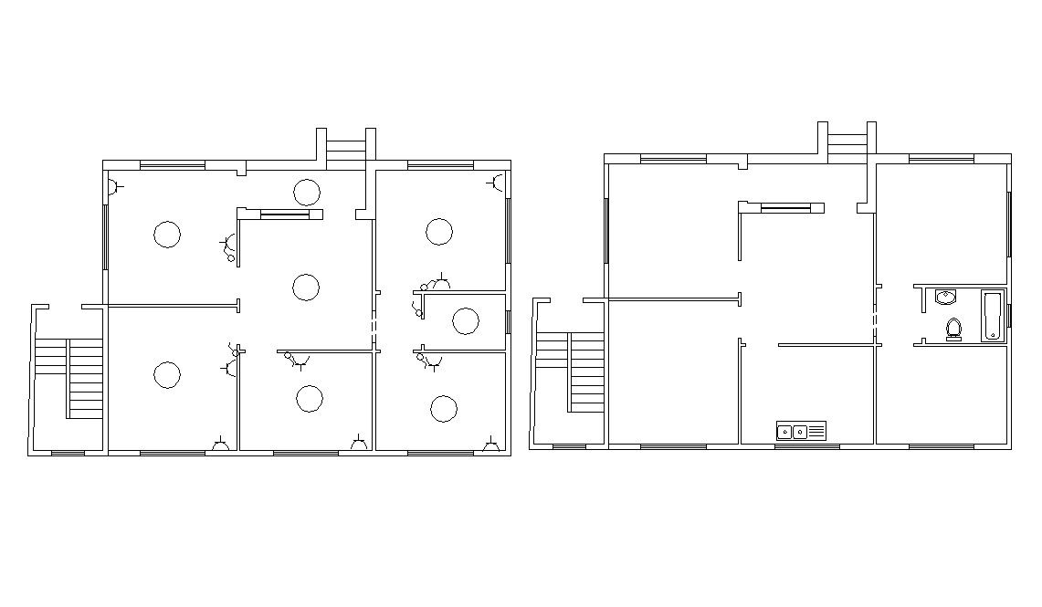 Download Two Floor Plans Architectural Drawing CAD File