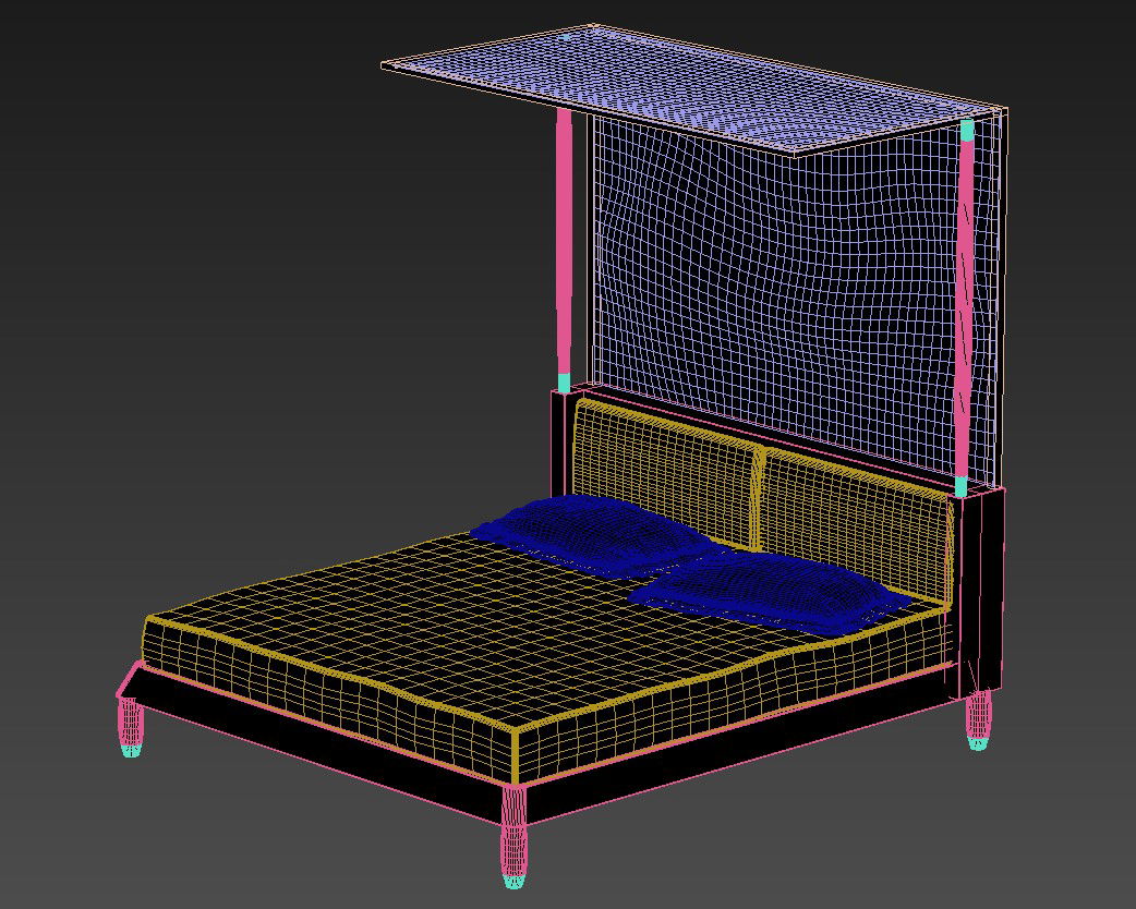 Download Wooden Bed With Canopy Design Rendered Drawing In 3D MAX File