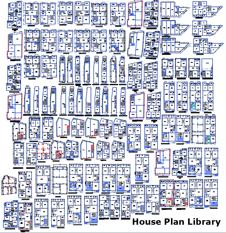100+ Architecture House Plan Library in AutoCAD DWG Files