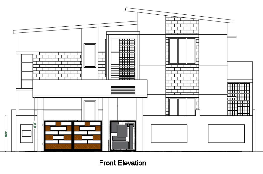 House Front Elevation DWG File with AutoCAD CAD Drawing Design