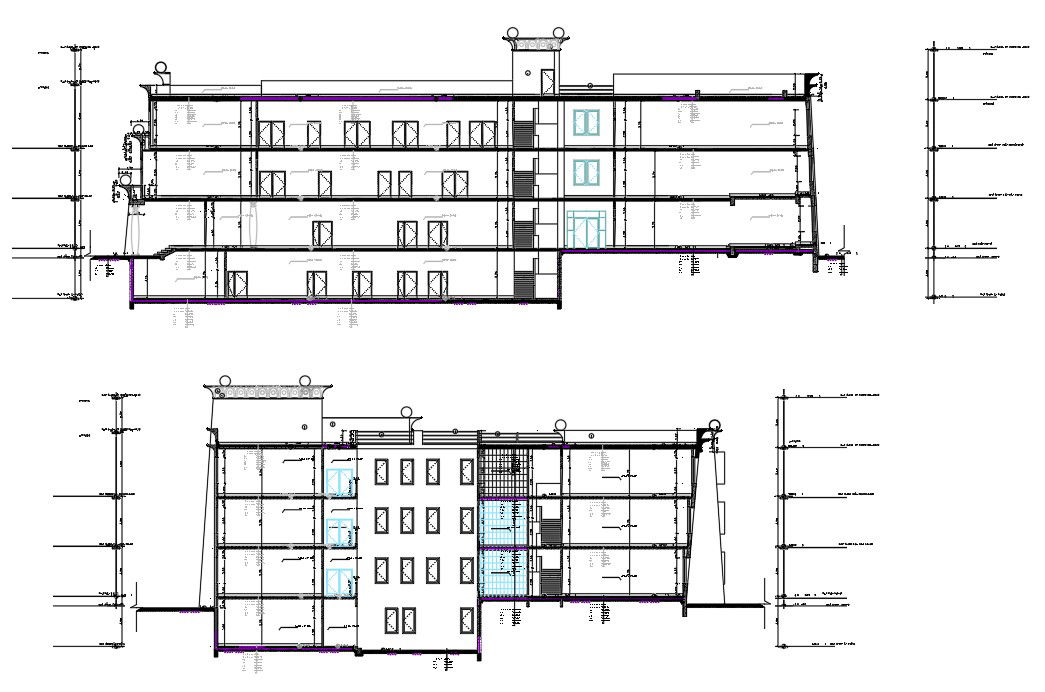 Download Free School Building Section Drawing DWG File