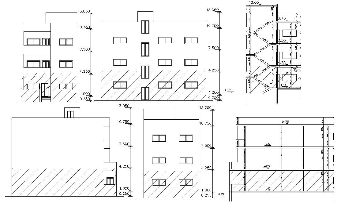 Download House Modern Elevations And Section Autocad File