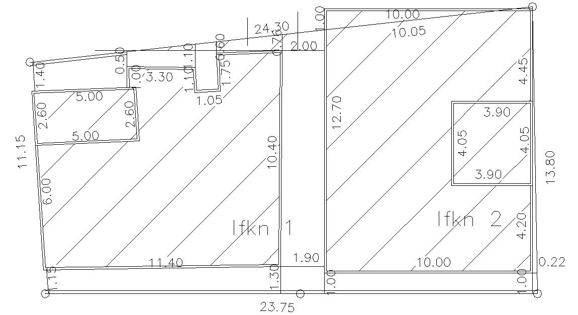 Download Two Building Demarcation In One Plot AutoCAD File