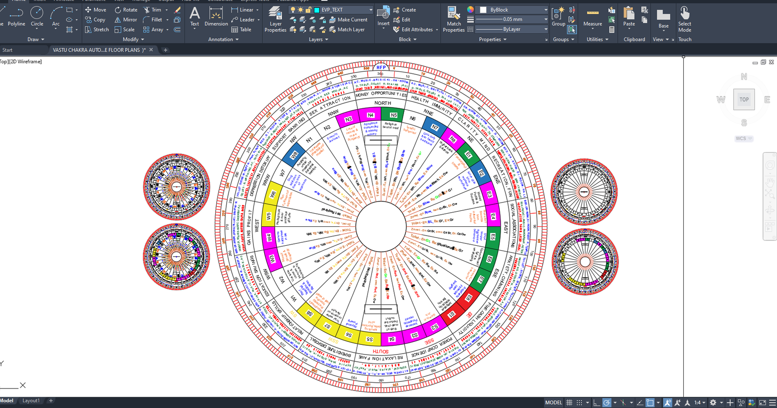 AutoCAD DWG Vastu Chakra File with Precise Layouts for Architects