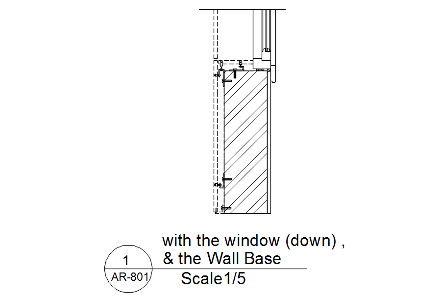 Down window & the wall base with detail AutoCAD drawing, dwg file, CAD file