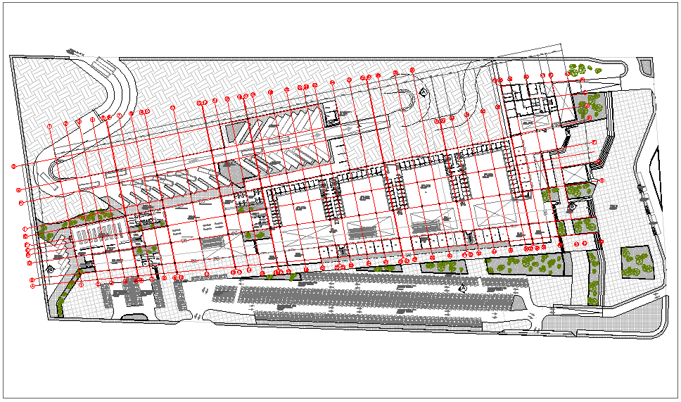 Hotel Draft DWG with Reception, Parking, Garden, and Hall Layout